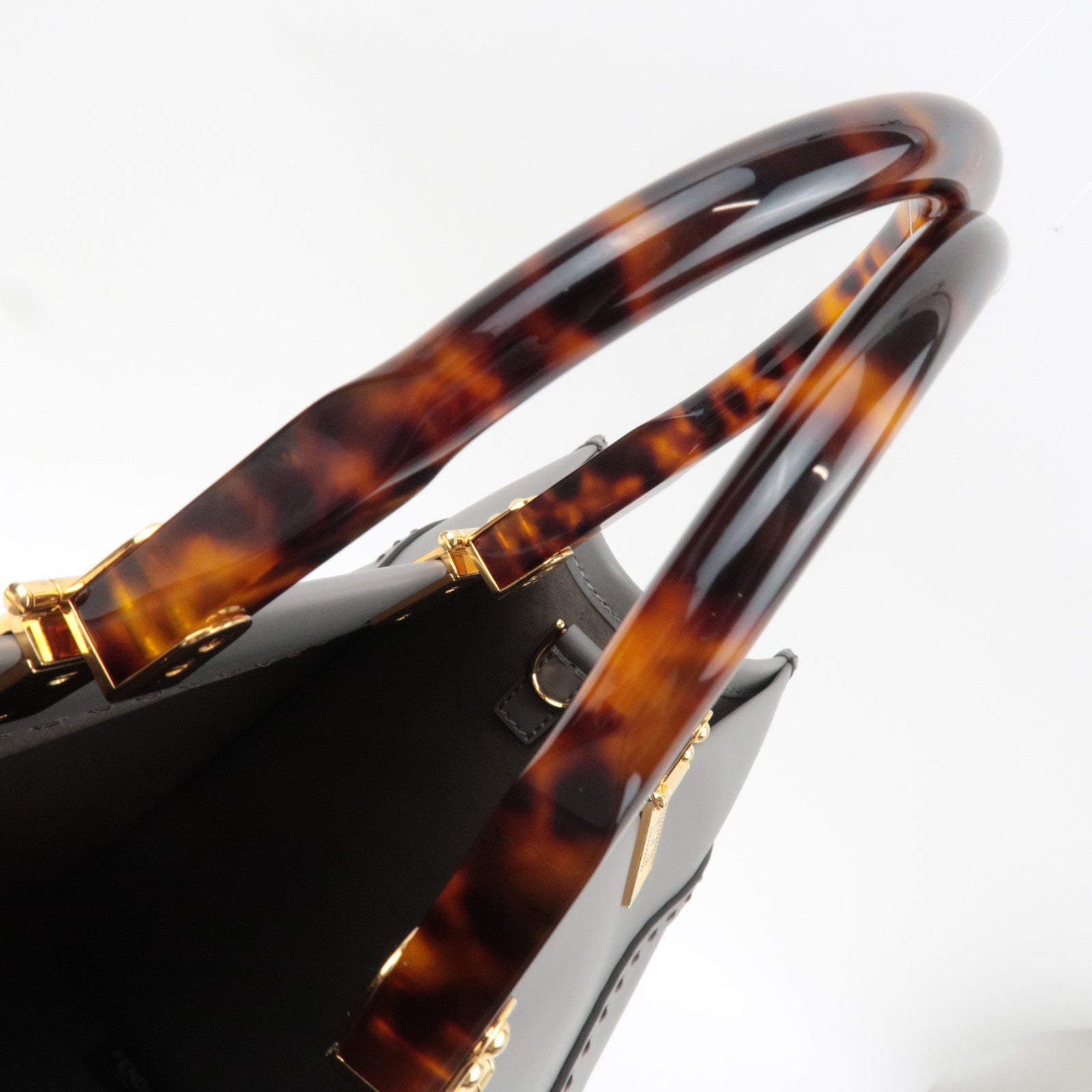 FENDI Sunshine Medium Tote Bag Leather Gray 8BH386 *Strap