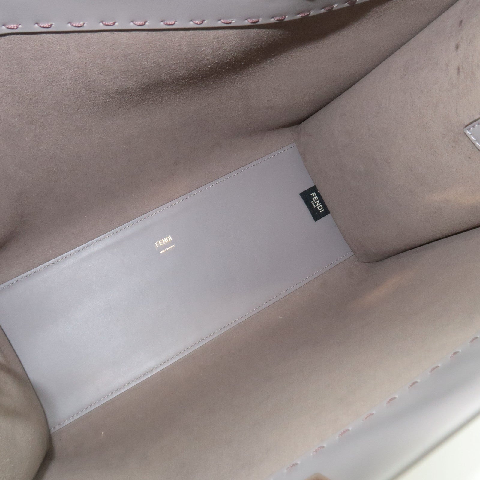 FENDI Sunshine Medium Tote Bag Leather Gray 8BH386 *Strap