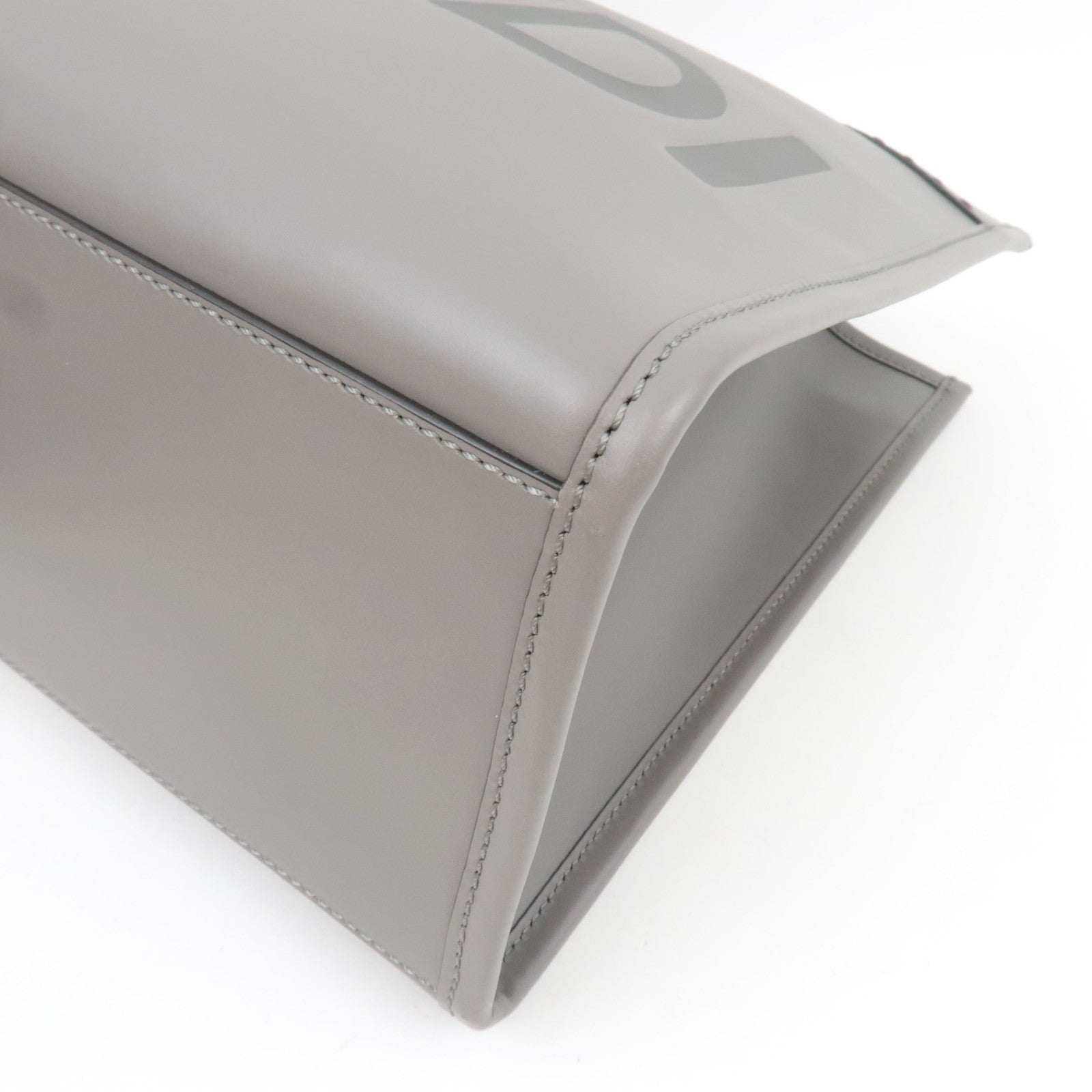 FENDI Sunshine Medium Tote Bag Leather Gray 8BH386 *Strap