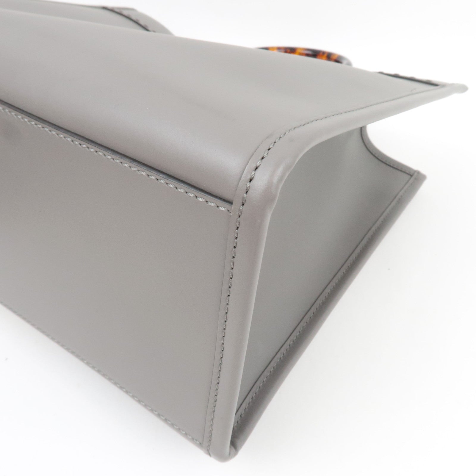 FENDI Sunshine Medium Tote Bag Leather Gray 8BH386 *Strap