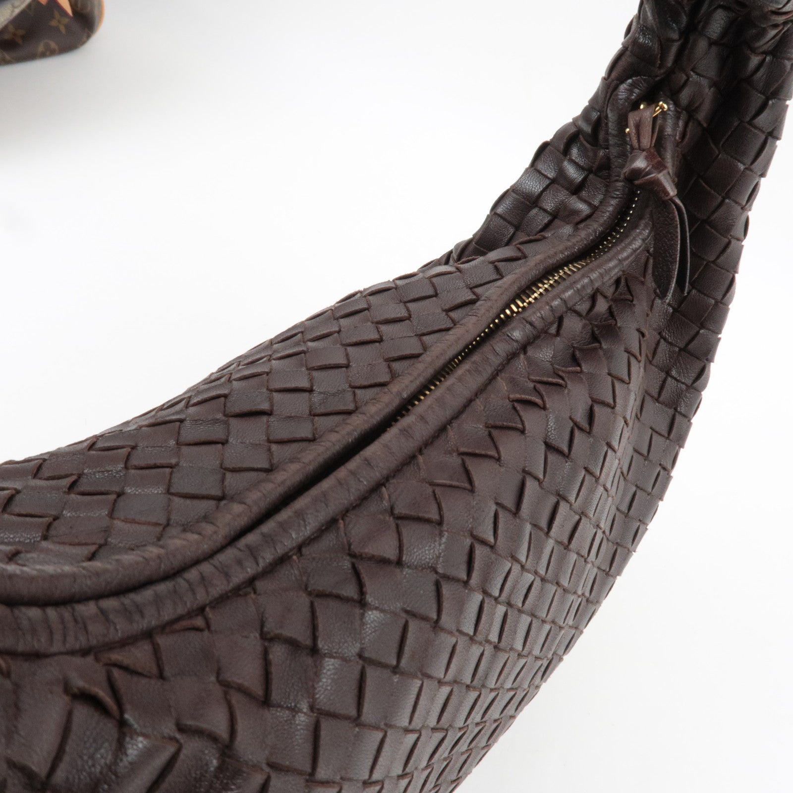 BOTTEGA VENETA Intrecciato Hobo One-Shoulder Bag Leather Brown 115653 *Mirror