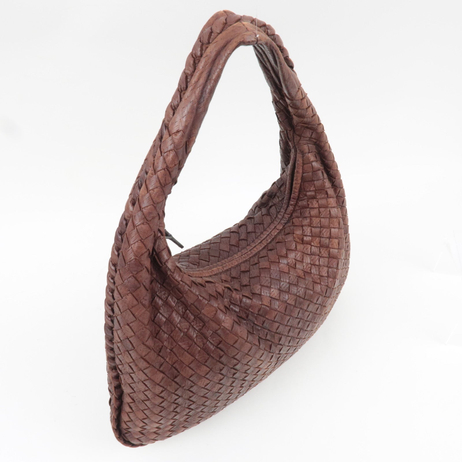 BOTTEGA VENETA Intrecciato Hobo One-Shoulder Bag Leather Brown 115653