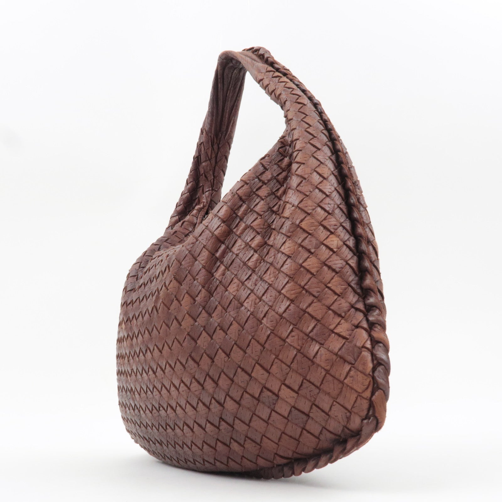 BOTTEGA VENETA Intrecciato Hobo One-Shoulder Bag Leather Brown 115653