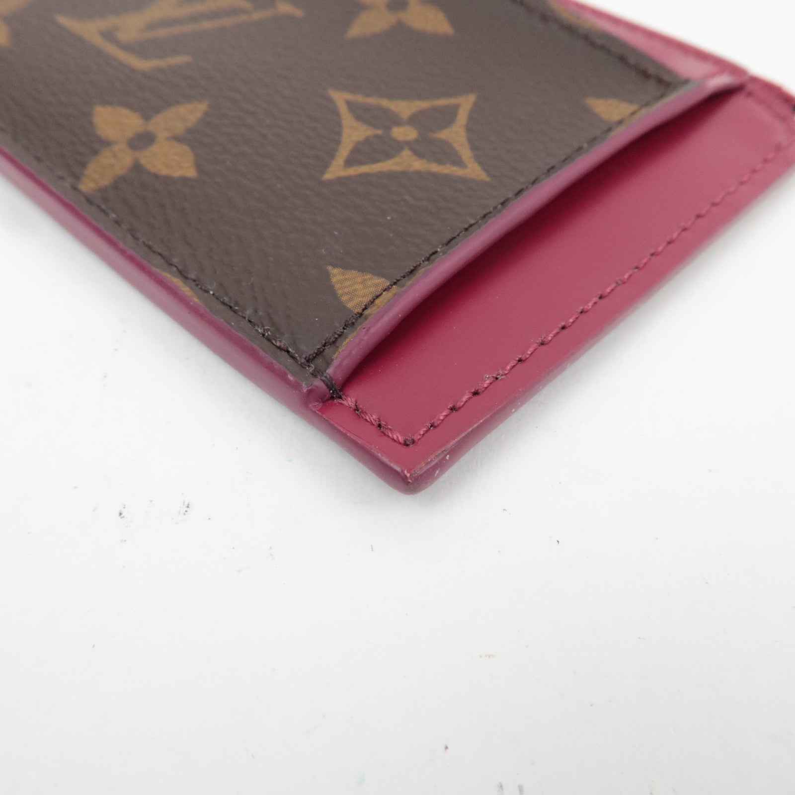 Louis Vuitton Monogram Porte Carte Zip Coin Purse Fuchsia M67889 NZ2129 *Dust bag