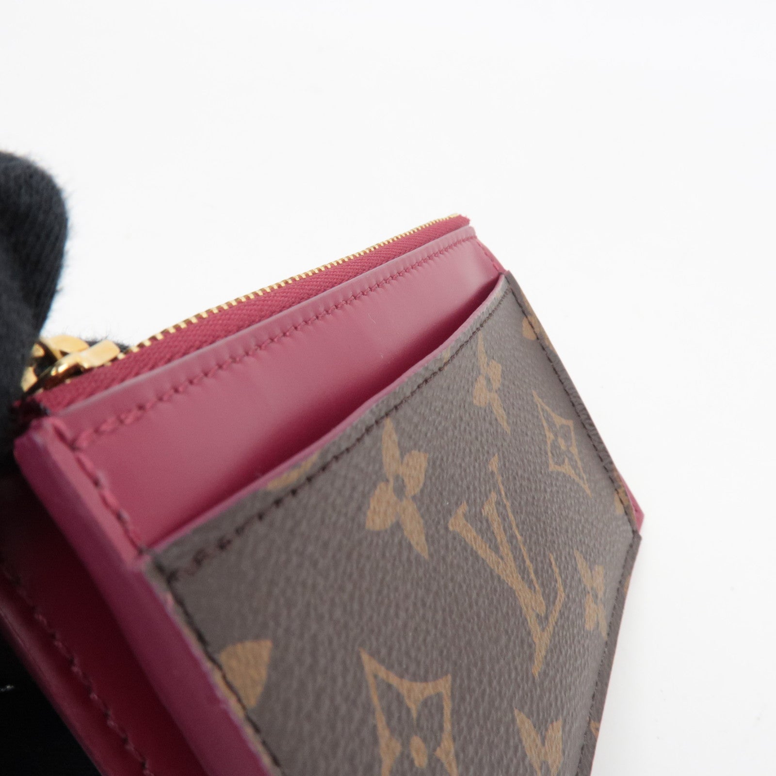 Louis Vuitton Monogram Porte Carte Zip Coin Purse Fuchsia M67889 NZ2129 *Dust bag