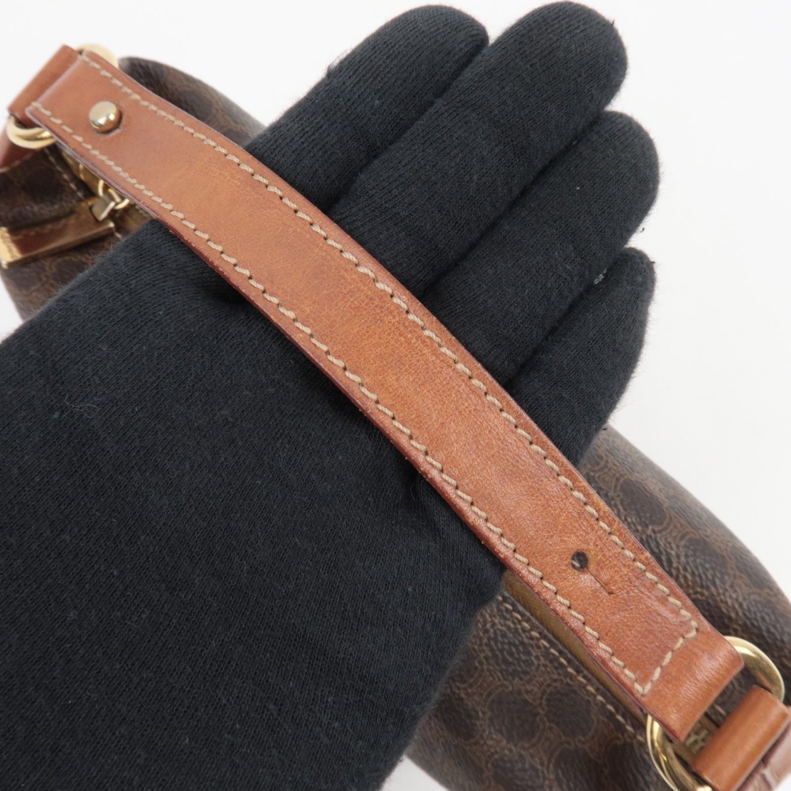 CELINE Macadam Small Handbag PVC Leather Brown