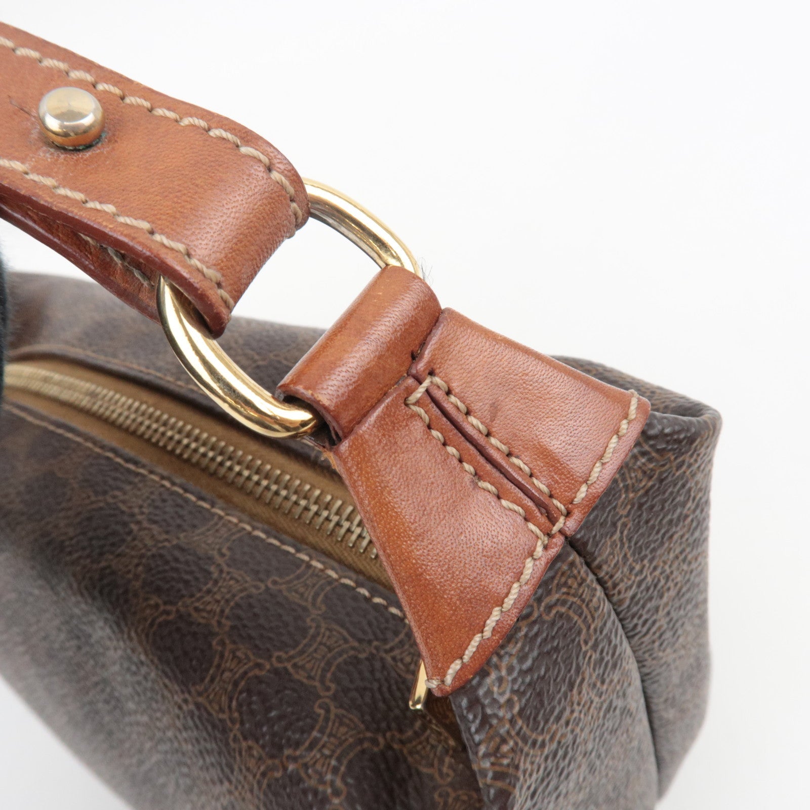 CELINE Macadam Small Handbag PVC Leather Brown