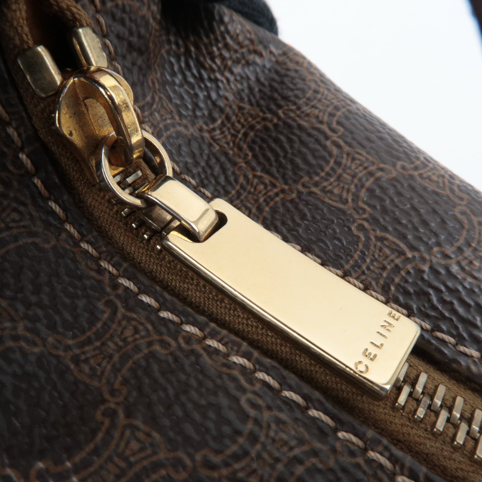 CELINE Macadam Small Handbag PVC Leather Brown