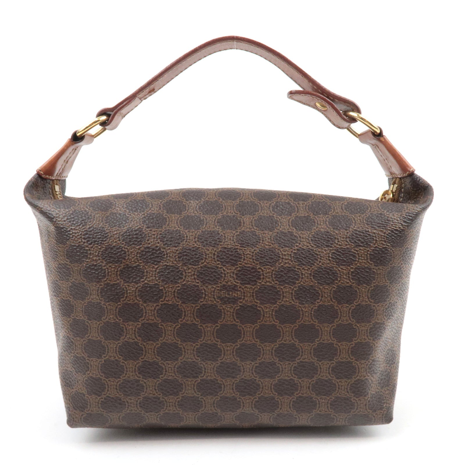 CELINE Macadam Small Handbag PVC Leather Brown