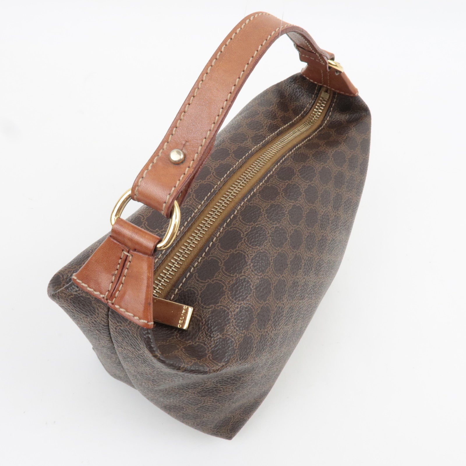 CELINE Macadam Small Handbag PVC Leather Brown