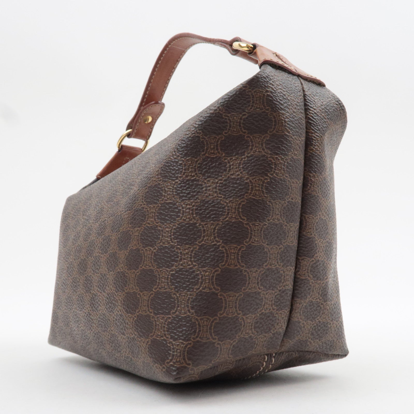 CELINE Macadam Small Handbag PVC Leather Brown