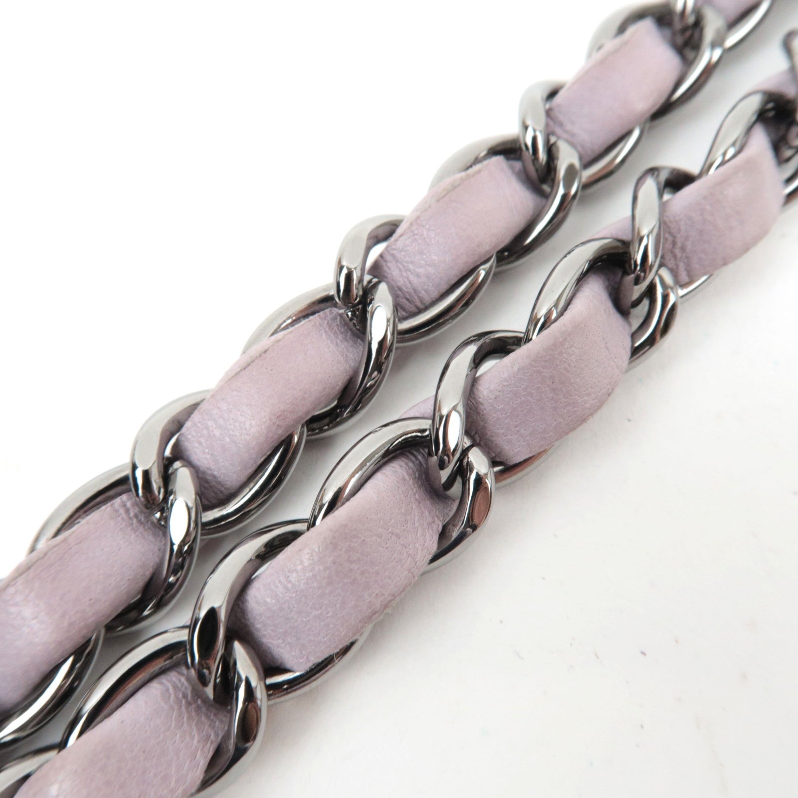 CHANEL Single Flap Fur Tweed Chain Shoulder Bag Lilac Silver HDW 10083518 *Box, Dust bag, G card