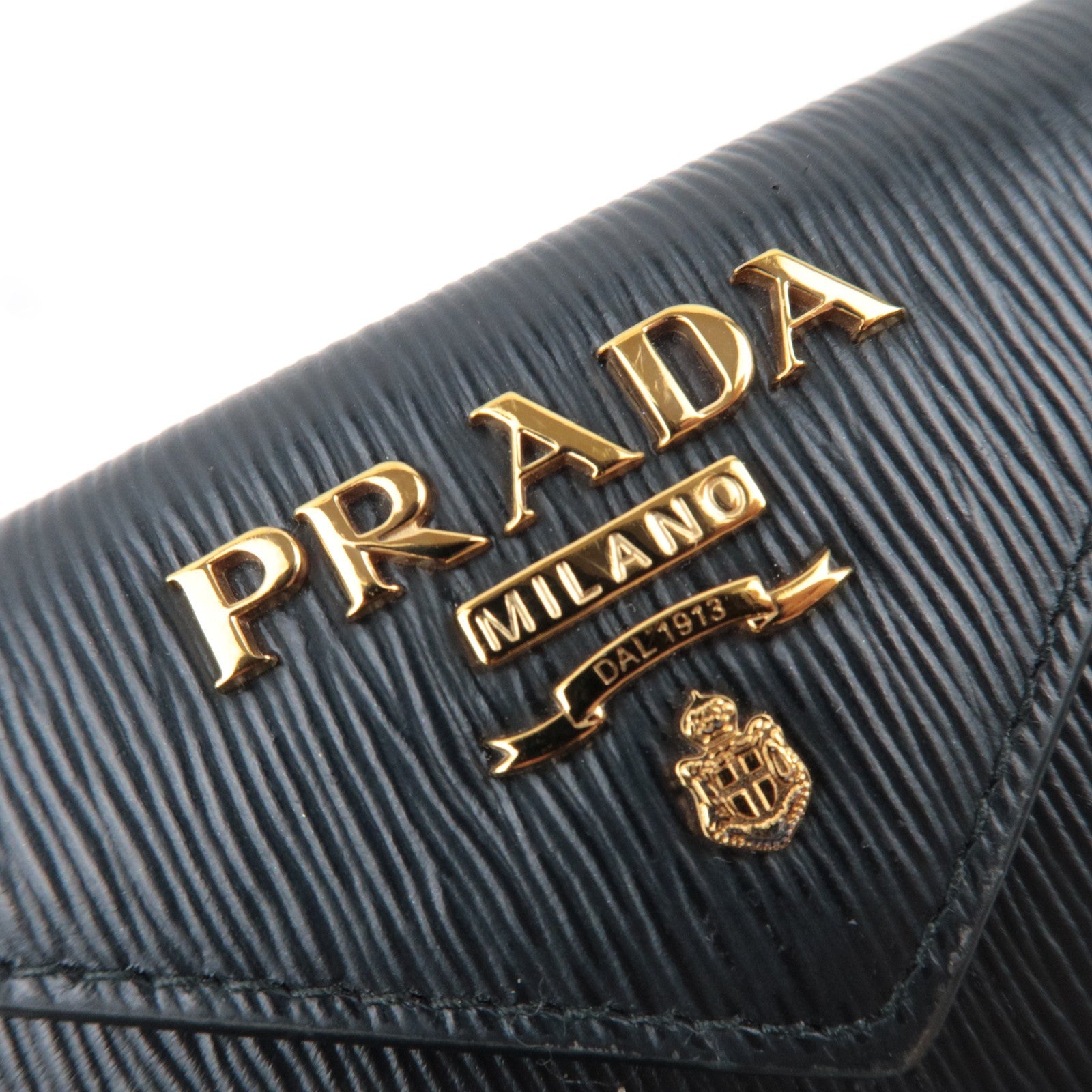 PRADA Tri-Fold Compact Wallet Vitello Move Leather Black 1MH021 *Box, G card
