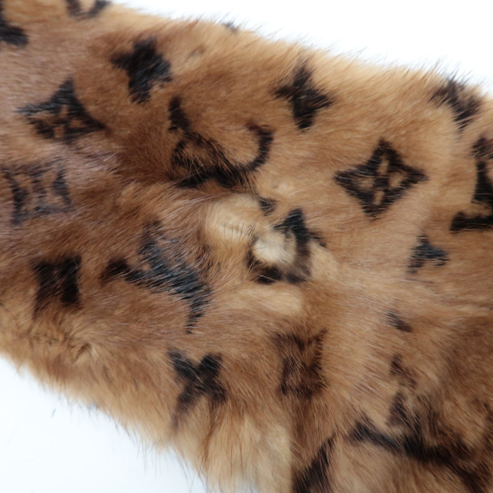 Louis Vuitton Monogram Echarpe Fur Scarf 100% Mink Brown M72245