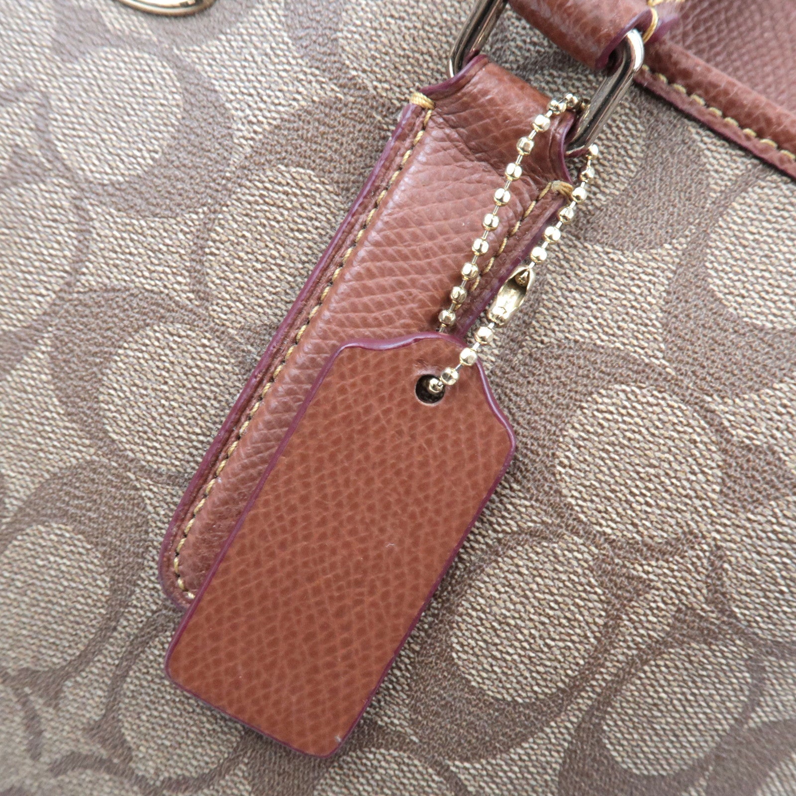 COACH Signature 2Way Handbag PVC Leather Beige Brown F34617 *Strap