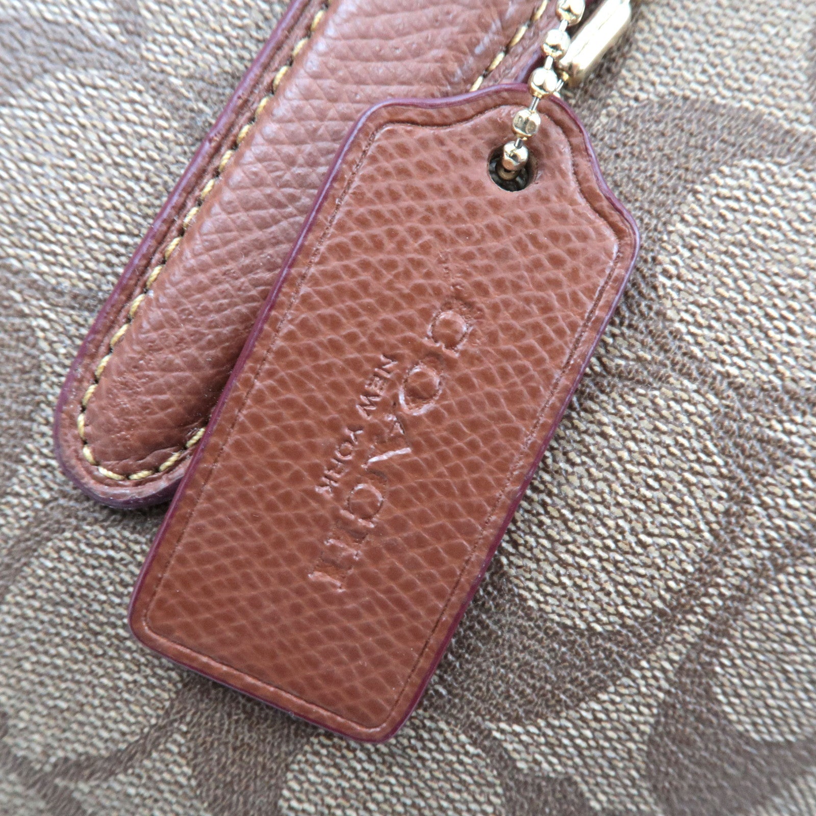 COACH Signature 2Way Handbag PVC Leather Beige Brown F34617 *Strap