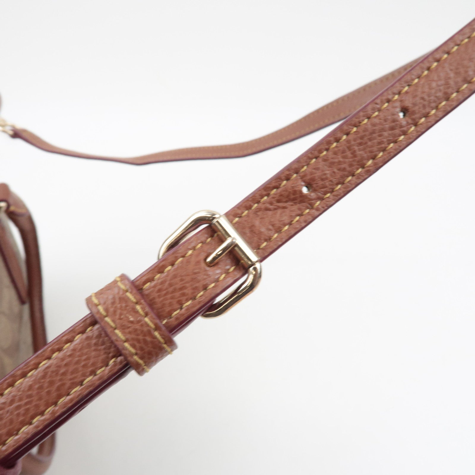 COACH Signature 2Way Handbag PVC Leather Beige Brown F34617 *Strap