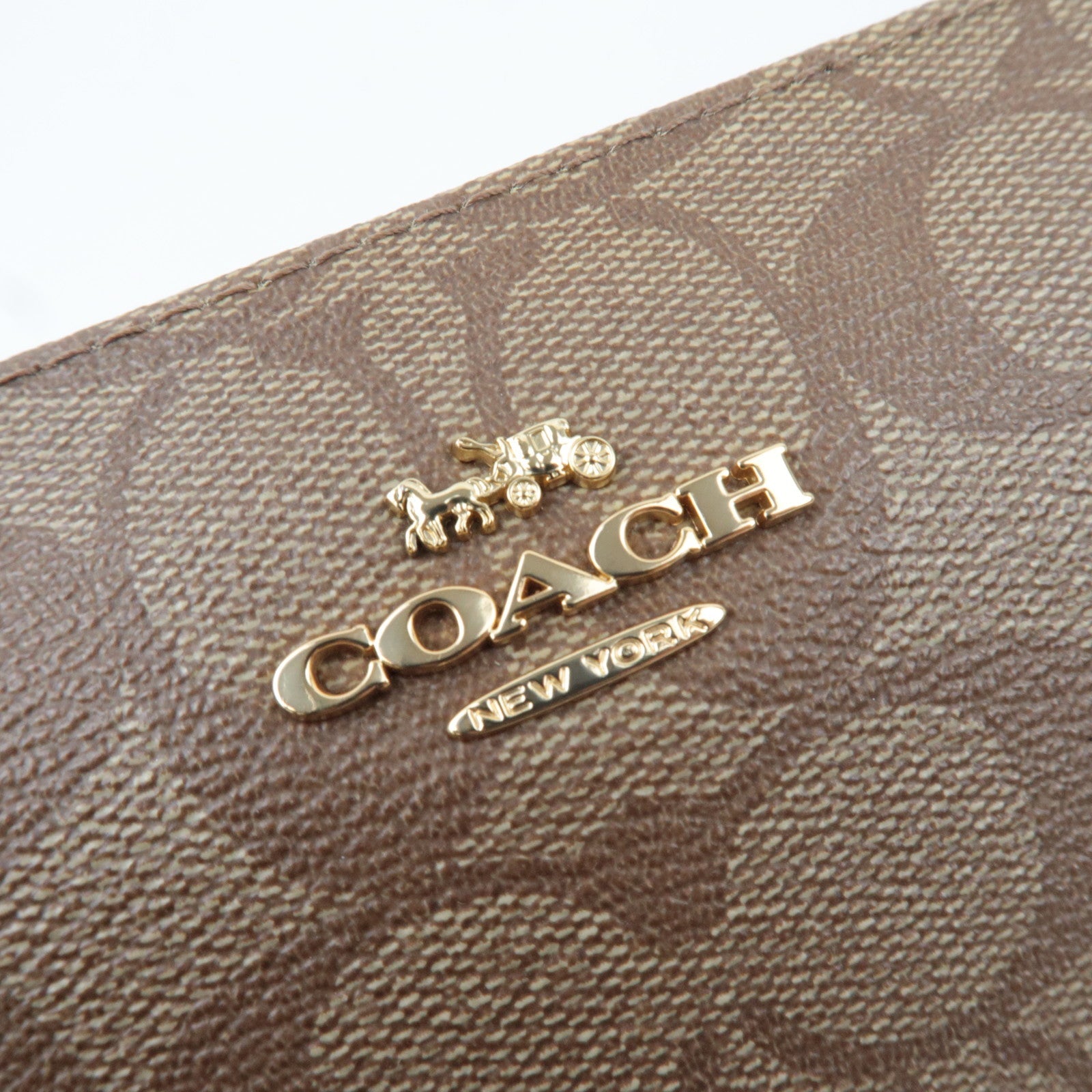 COACH Signature Shoulder Bag PVC Leather Beige Brown F58309