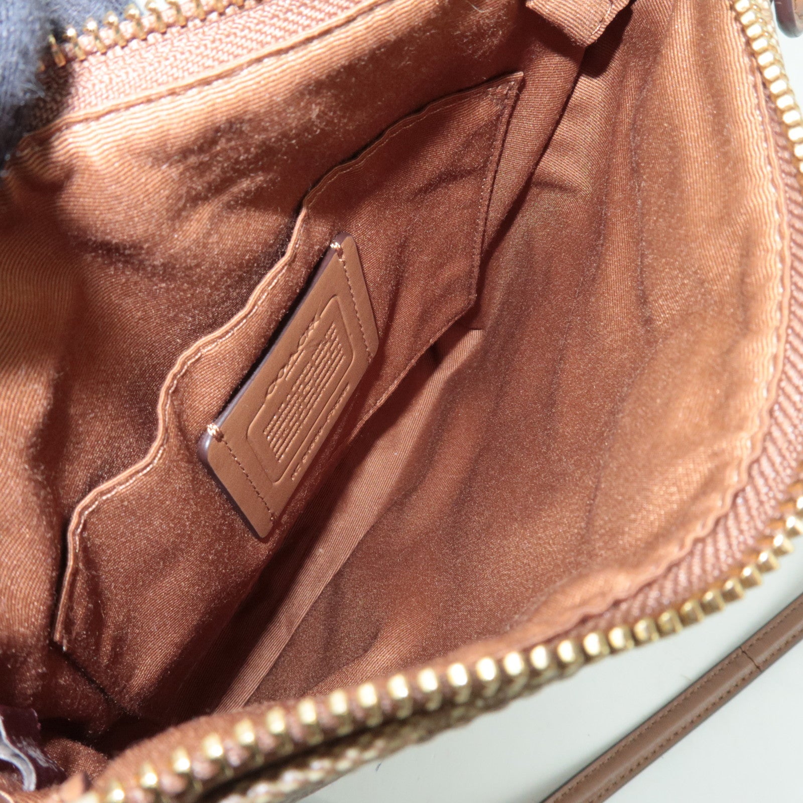 COACH Signature Shoulder Bag PVC Leather Beige Brown F58309