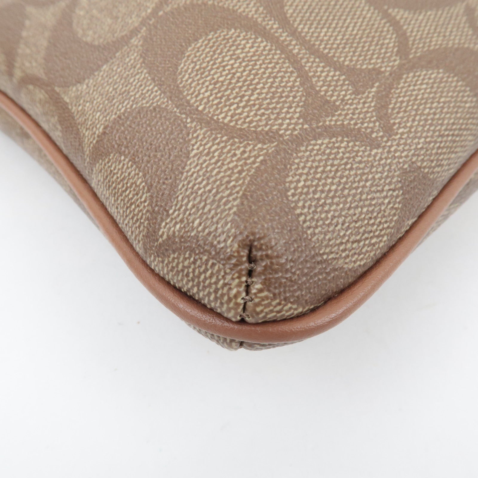 COACH Signature Shoulder Bag PVC Leather Beige Brown F58309