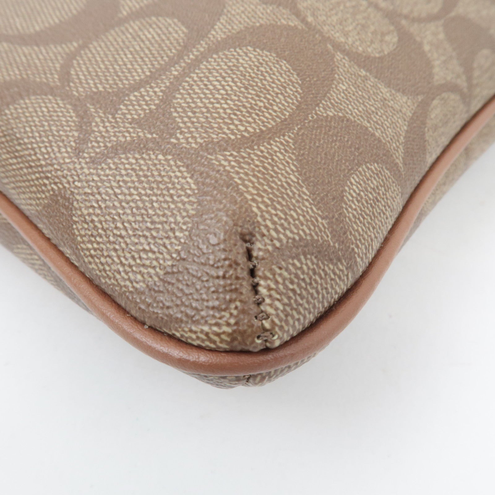 COACH Signature Shoulder Bag PVC Leather Beige Brown F58309