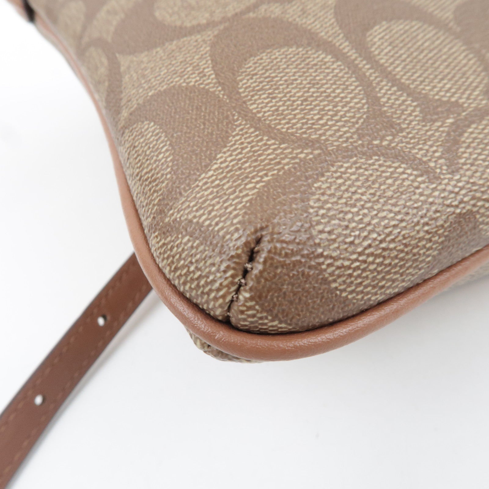 COACH Signature Shoulder Bag PVC Leather Beige Brown F58309