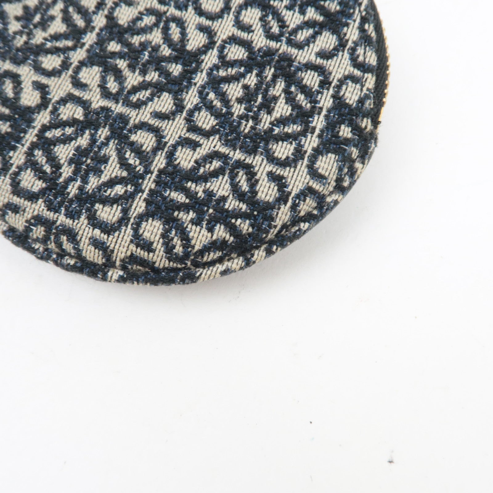 LOEWE Anagram Cookie Charm Coin Case Jacquard Calfskin Navy Black *Box, Dust bag