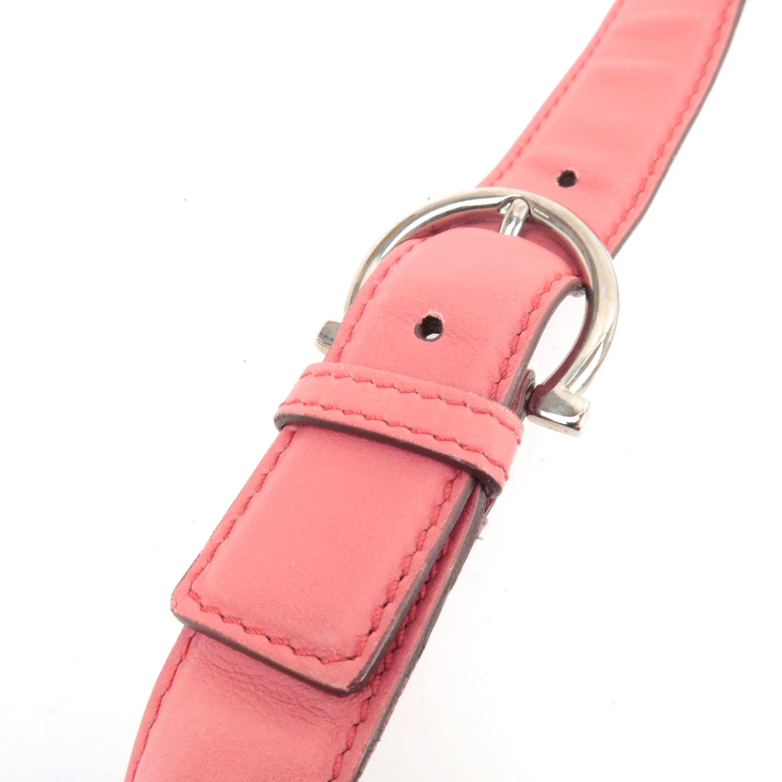 Ferragamo Gancini Shoulder Bag Suede Leather Pink