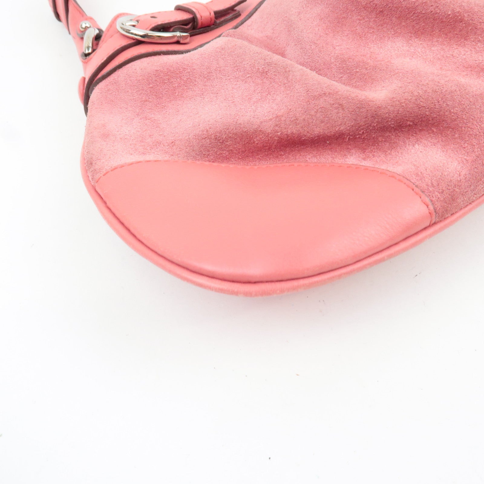 Ferragamo Gancini Shoulder Bag Suede Leather Pink