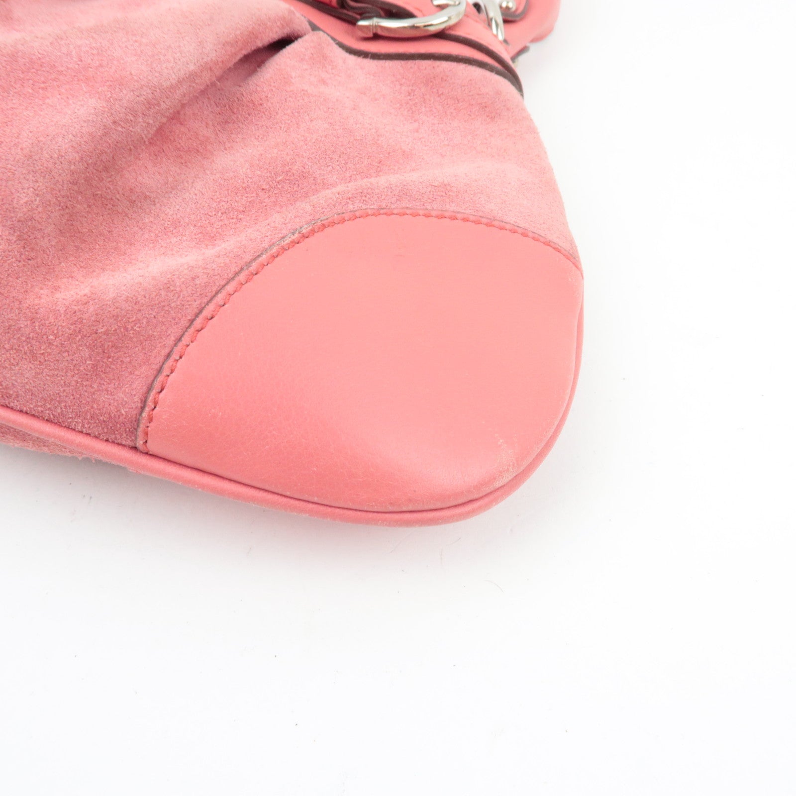 Ferragamo Gancini Shoulder Bag Suede Leather Pink