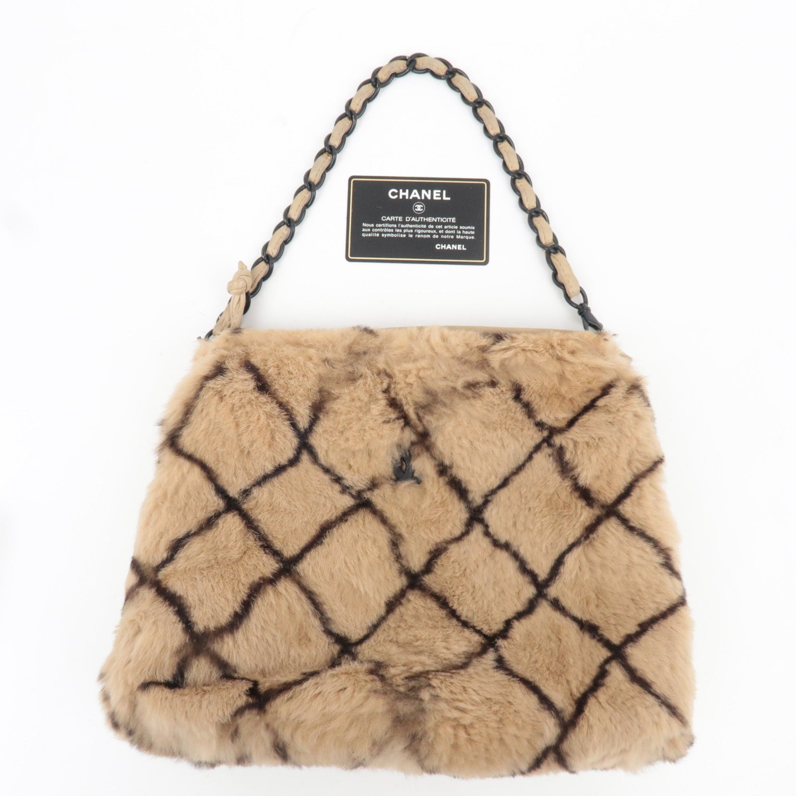 CHANEL Matelasse Chain Shoulder Bag Lapin Beige 7035719 *G card