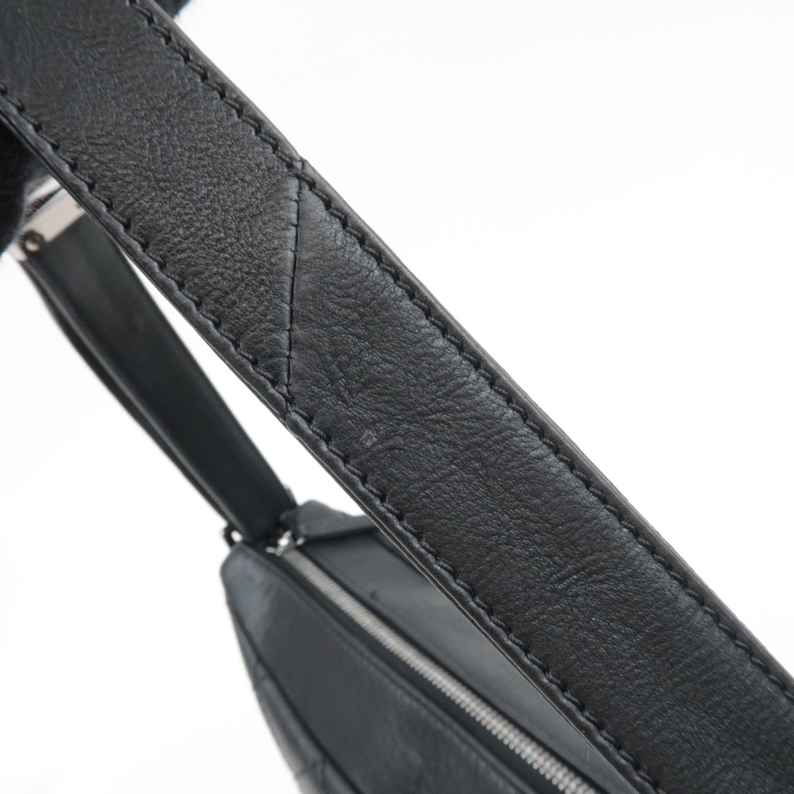 CHANEL Wild Stitch Matelasse Shoulder Bag Leather Black Silver HDW *Dust bag, G card