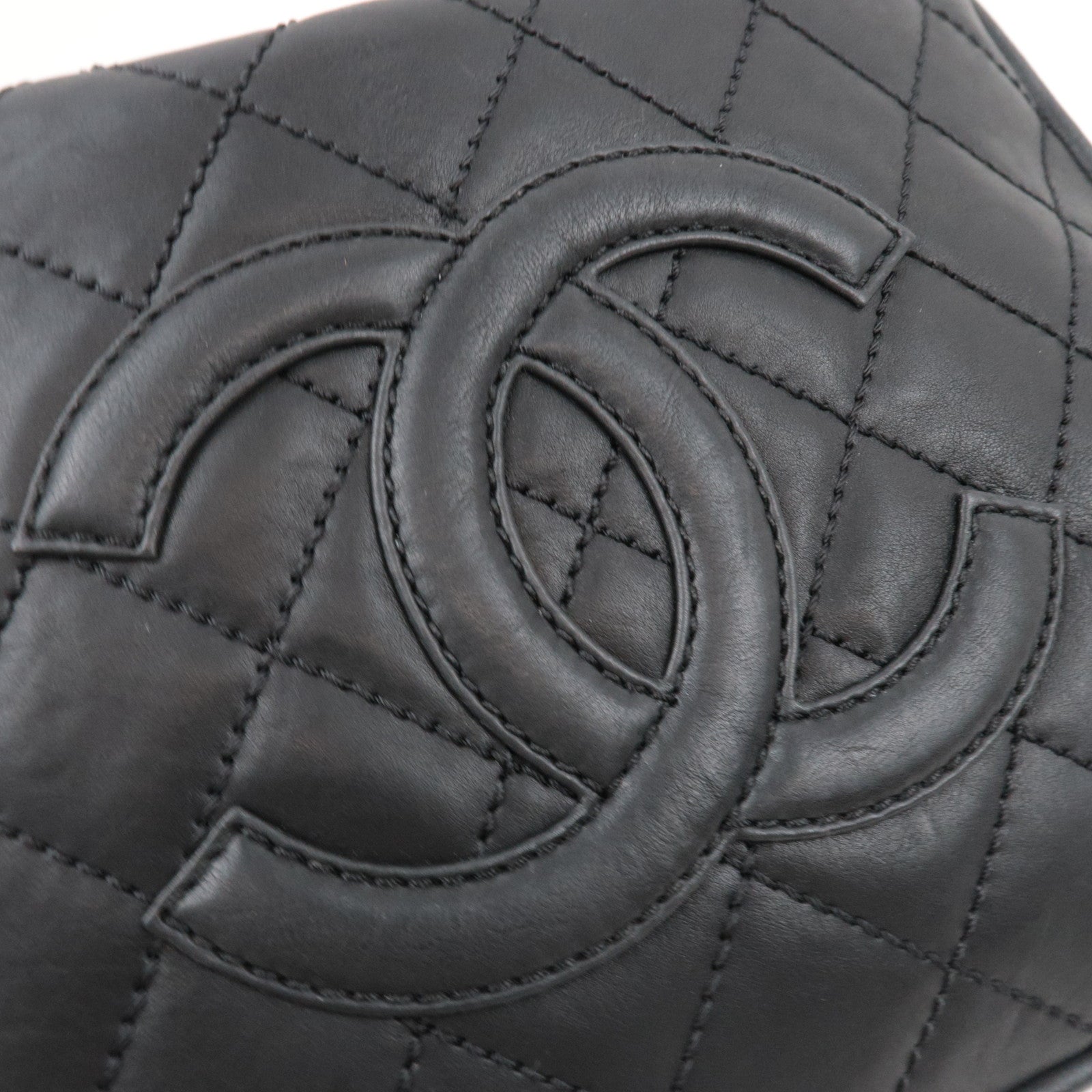 CHANEL Wild Stitch Matelasse Shoulder Bag Leather Black Silver HDW *Dust bag, G card