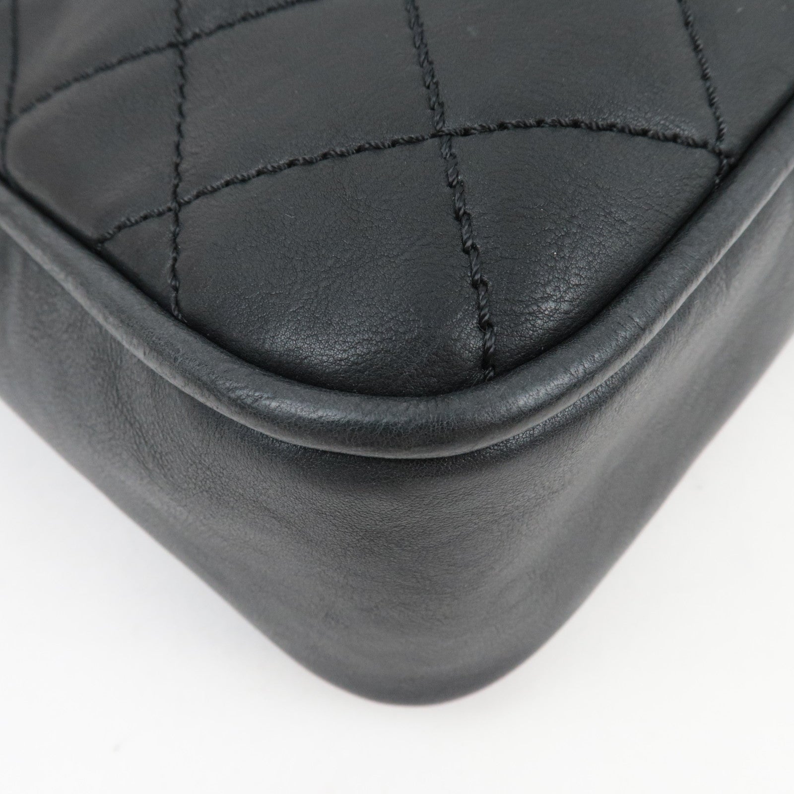 CHANEL Wild Stitch Matelasse Shoulder Bag Leather Black Silver HDW *Dust bag, G card