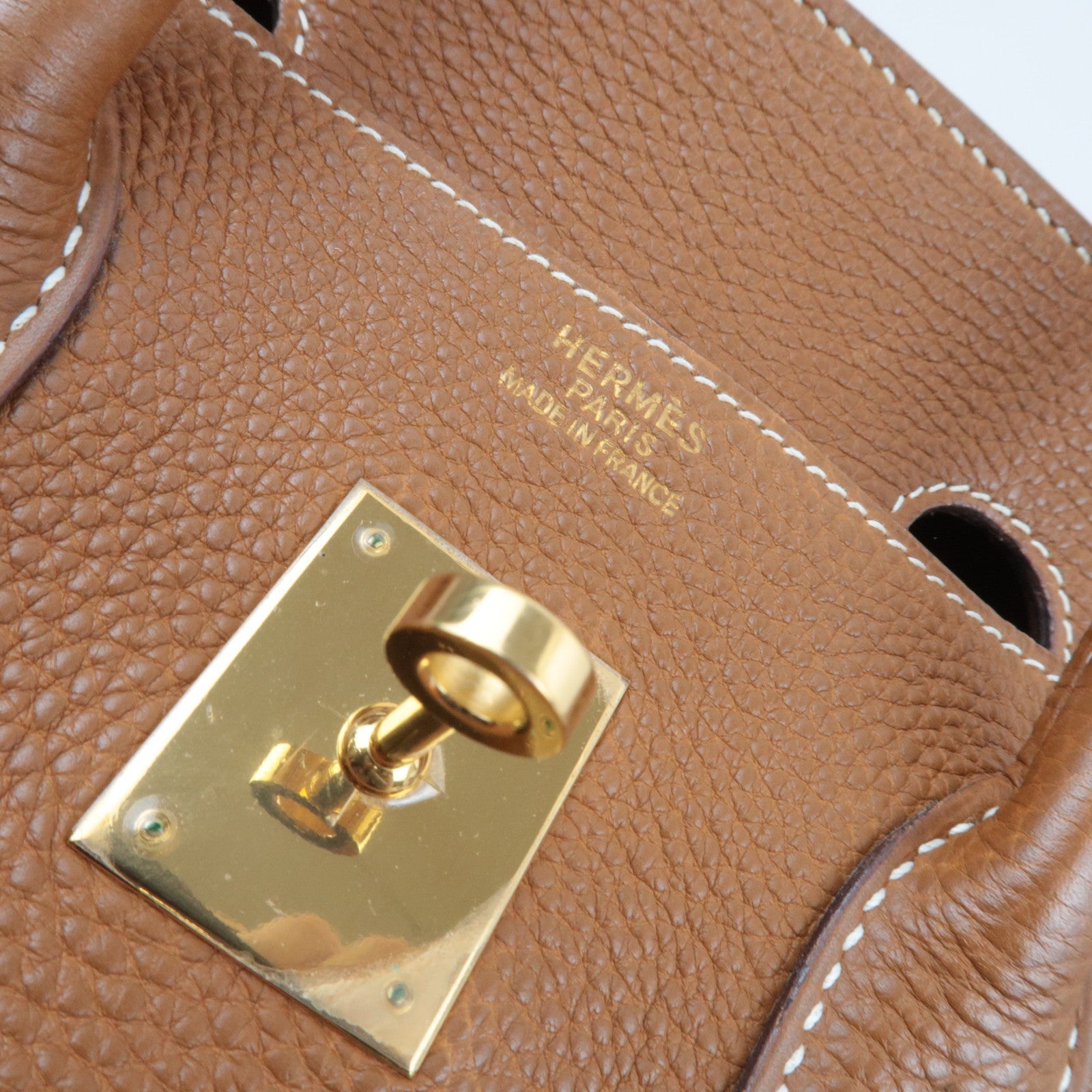 Hermes Birkin 35 □I Stamp (2005) Handbag Taurillon Clemence Gold *Dust bag, Key Lock, Clochette