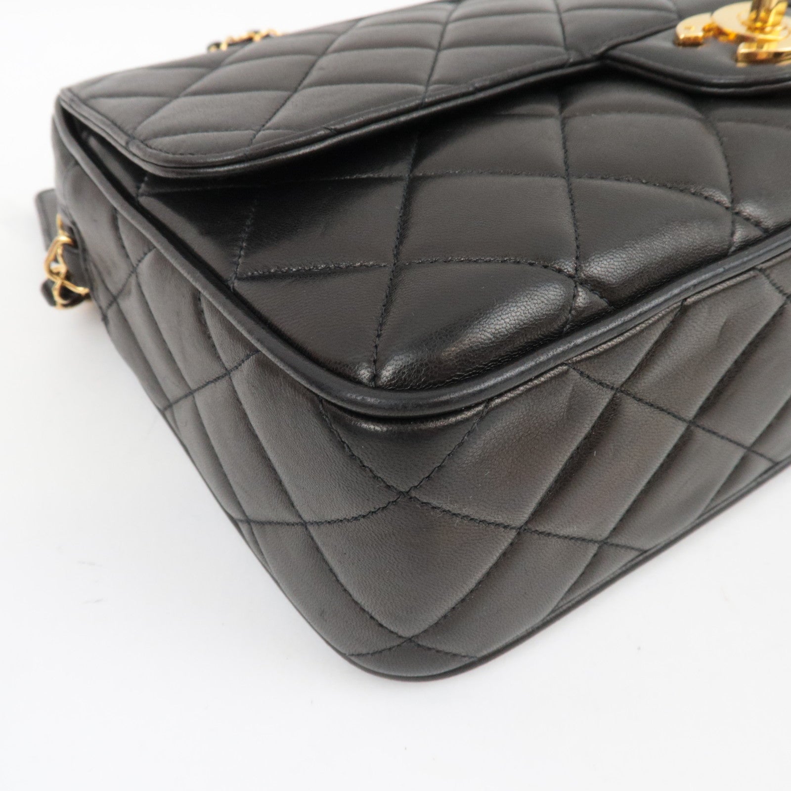 CHANEL Matelasse Chain Shoulder Bag Lambskin Black Gold HDW *Dust bag, G Card