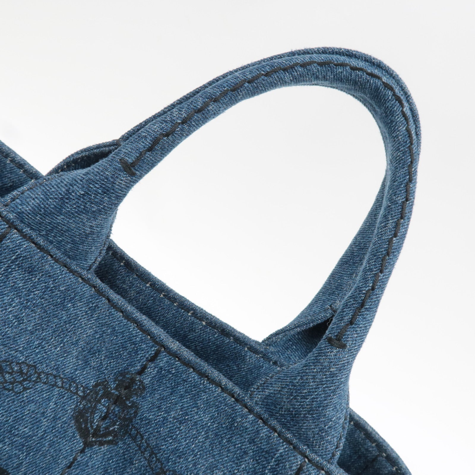 PRADA Canapa Mini 2Way Tote Bag Denim Blue 1BG439 *Strap, G card