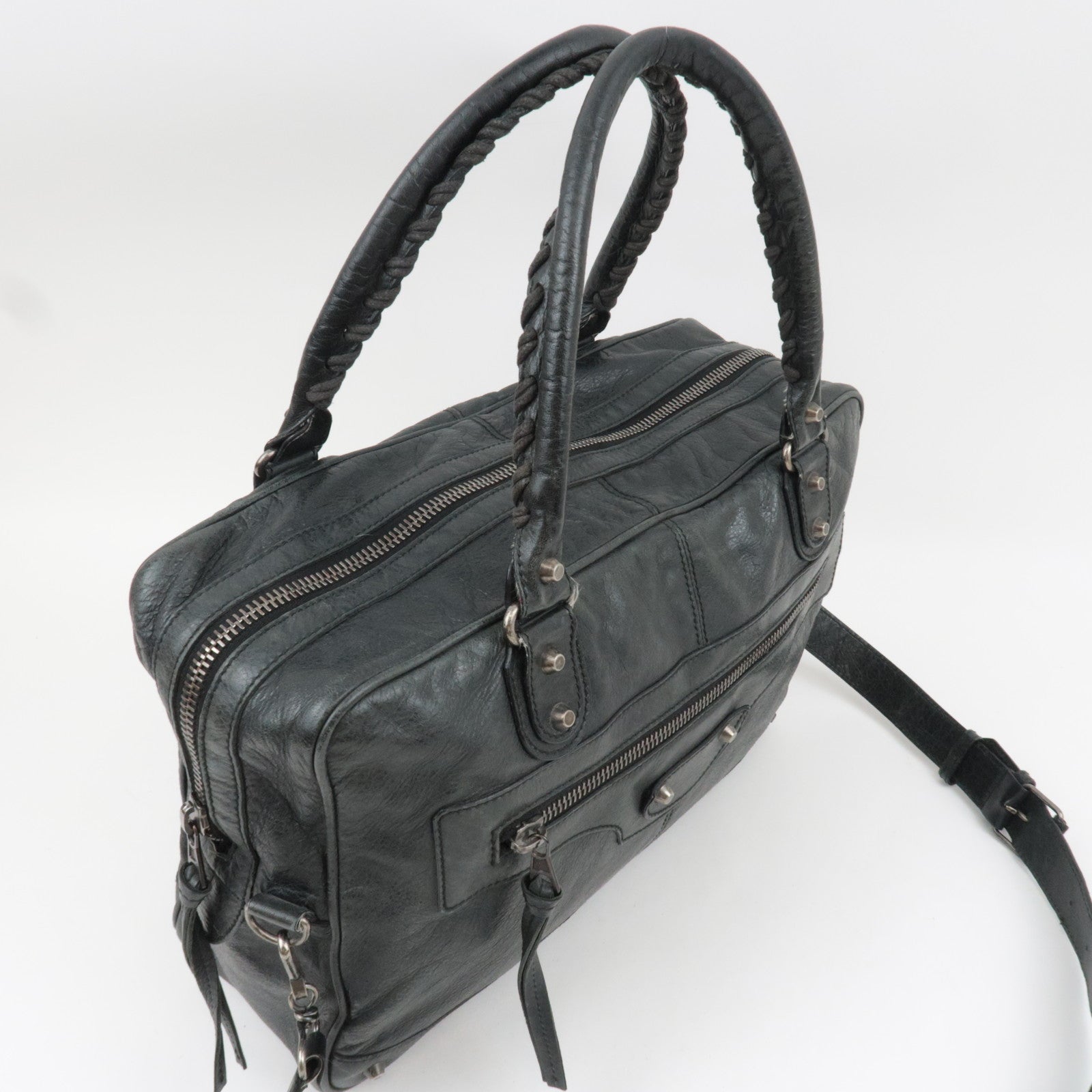 BALENCIAGA 2Way Leather Business Bag Black 265182 *Strap