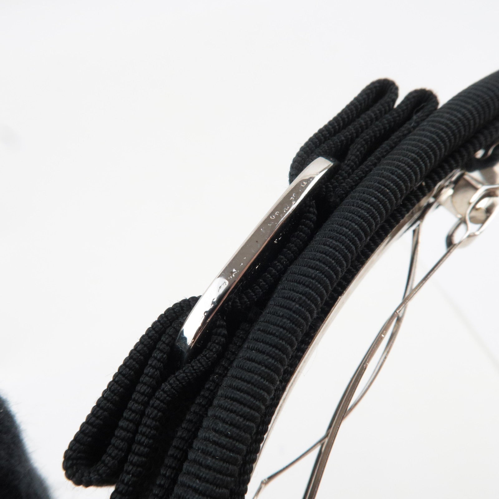 Ferragamo Vara Ribbon Barrette Hair Clip Cotton Nylon Black Silver HDW