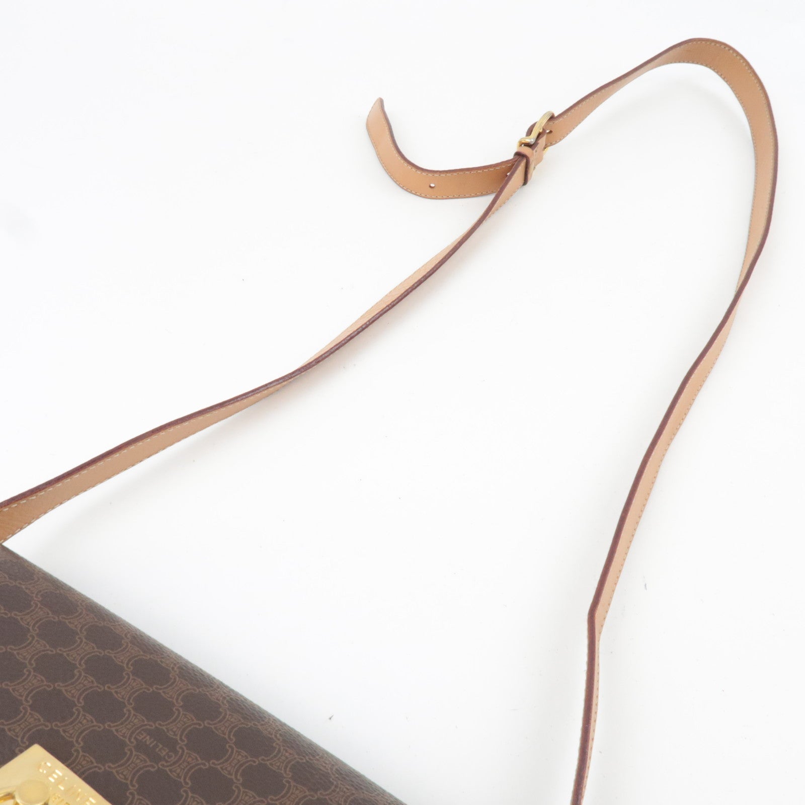 CELINE Macadam Shoulder Bag PVC Leather Brown