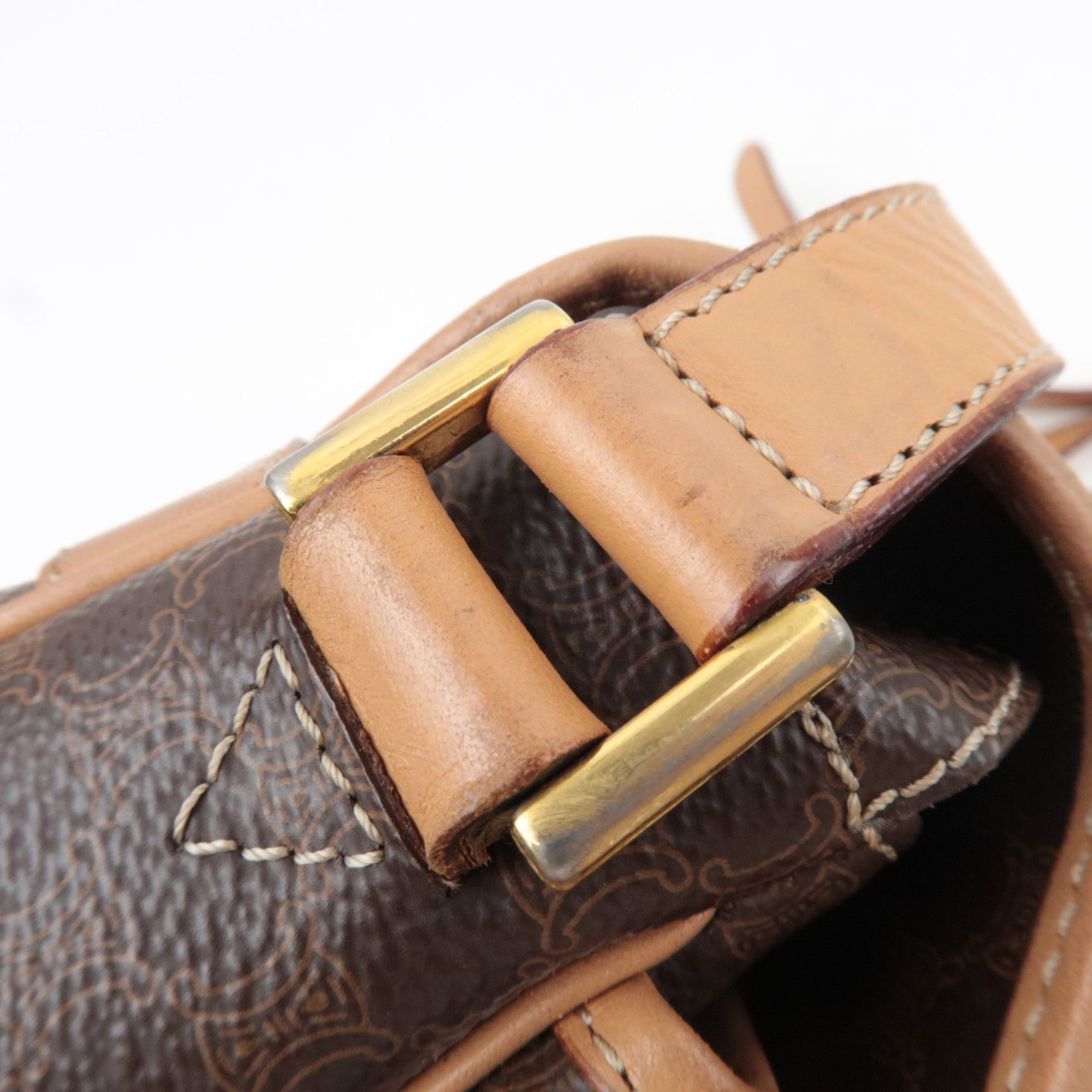 CELINE Macadam Shoulder Bag PVC Leather Brown