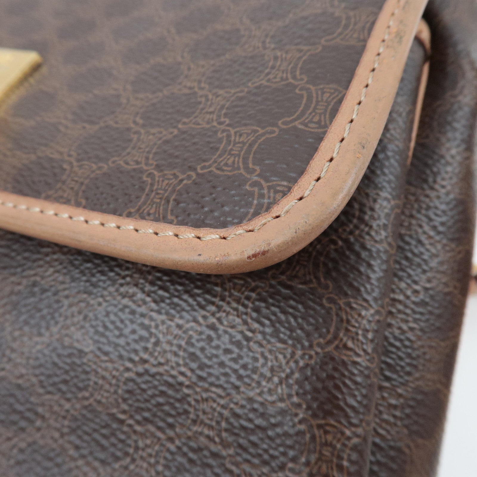 CELINE Macadam Shoulder Bag PVC Leather Brown