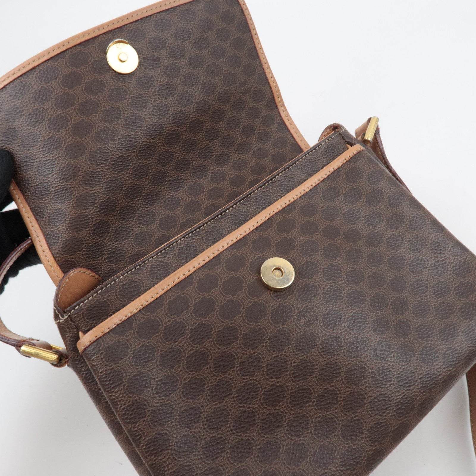 CELINE Macadam Shoulder Bag PVC Leather Brown