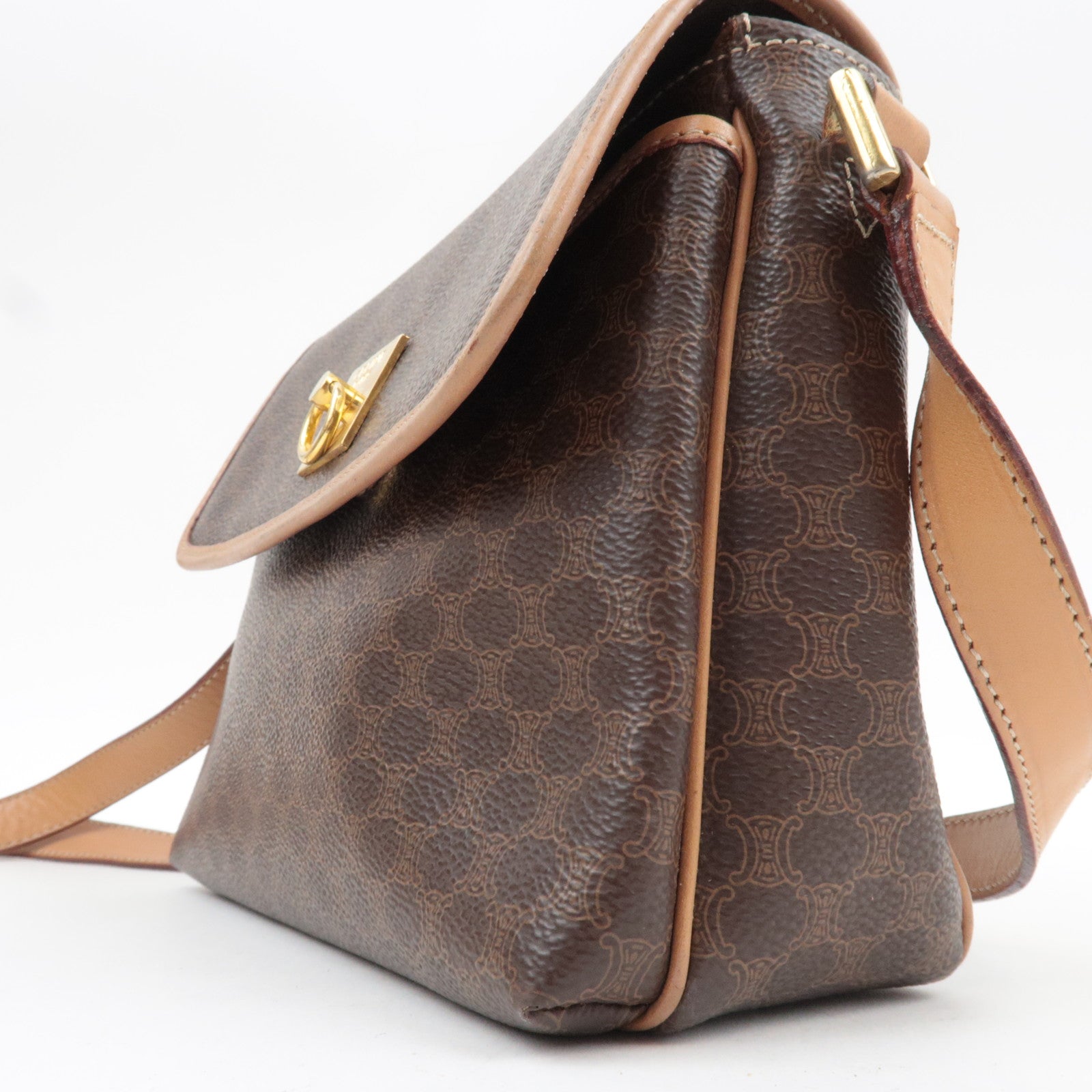 CELINE Macadam Shoulder Bag PVC Leather Brown