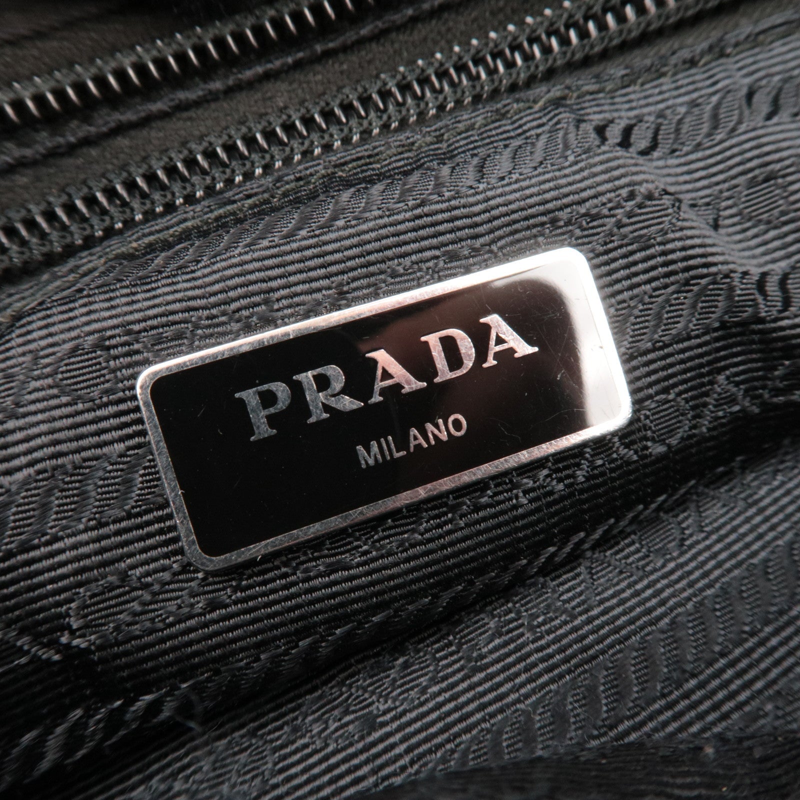 PRADA Shoulder Bag Nylon Leather Black