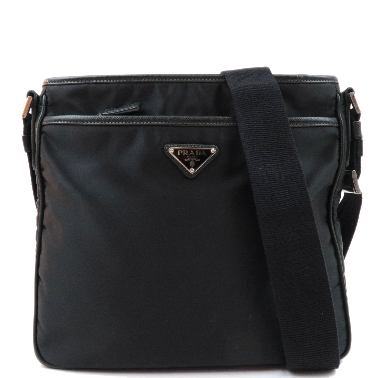 PRADA Shoulder Bag Nylon Leather Black82037