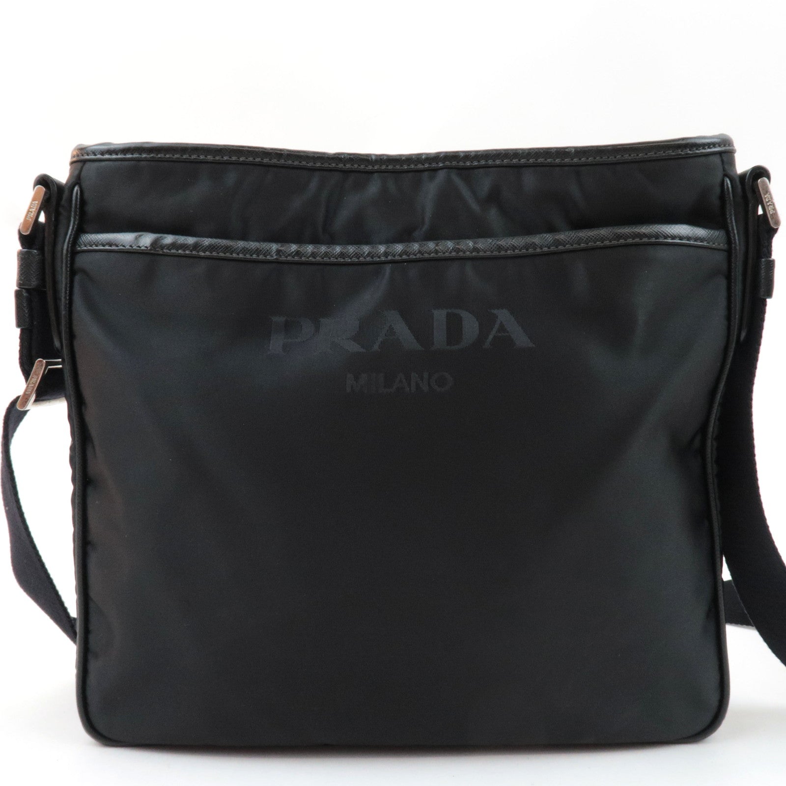 PRADA Shoulder Bag Nylon Leather Black