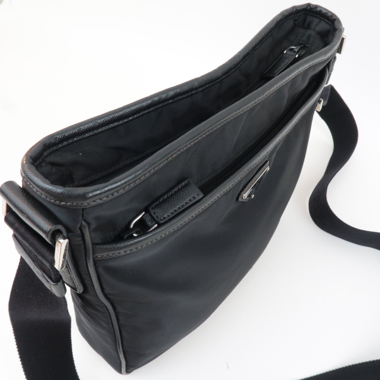 PRADA Shoulder Bag Nylon Leather Black