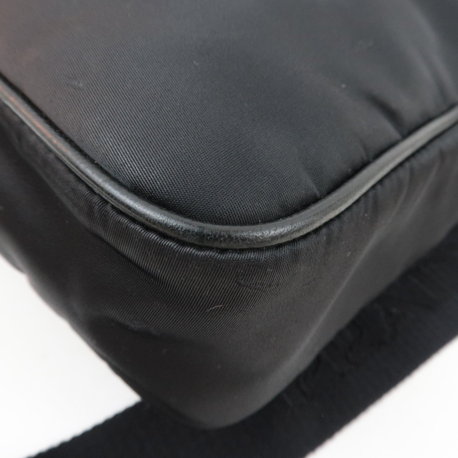 PRADA Shoulder Bag Nylon Leather Black