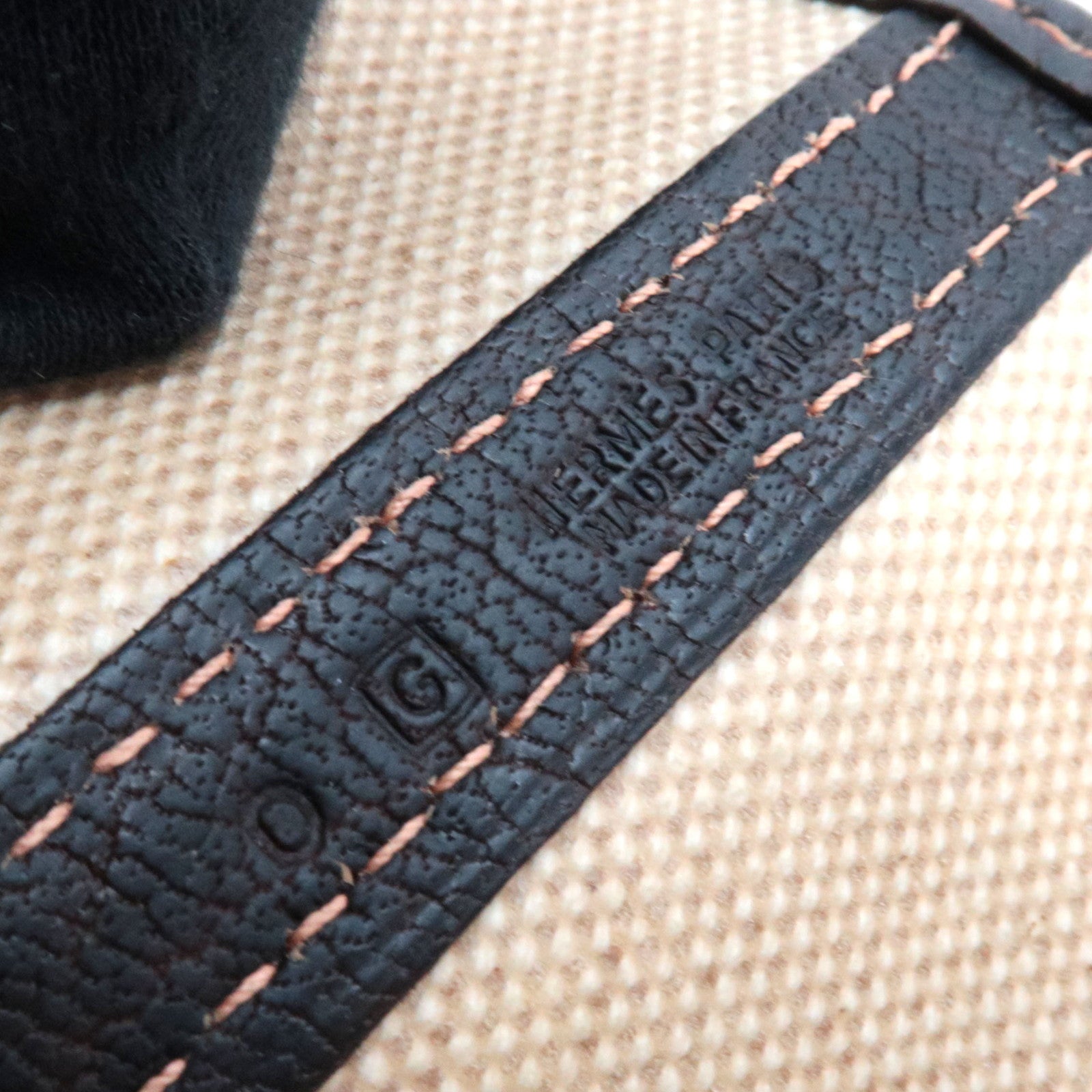 HERMES Garden Party PM Tote Bag □G Stamp (2003) Canvas Leather Natural Brown